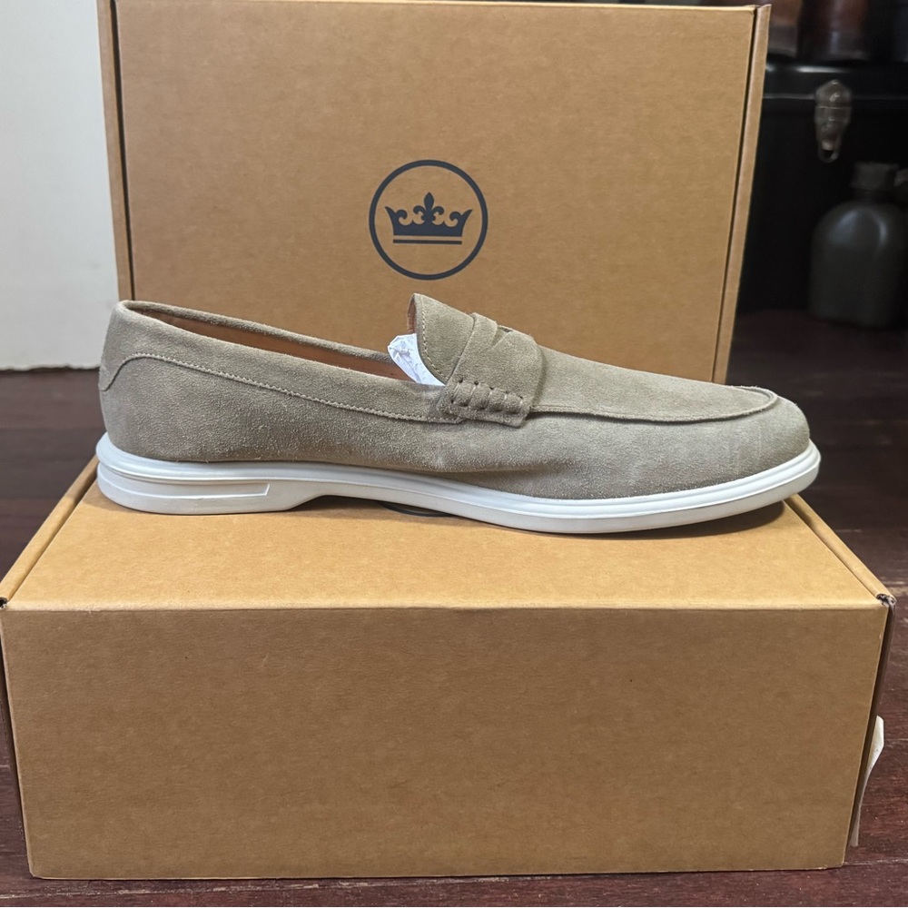 Peter Millar Taupe Suede Slip-On Loafers